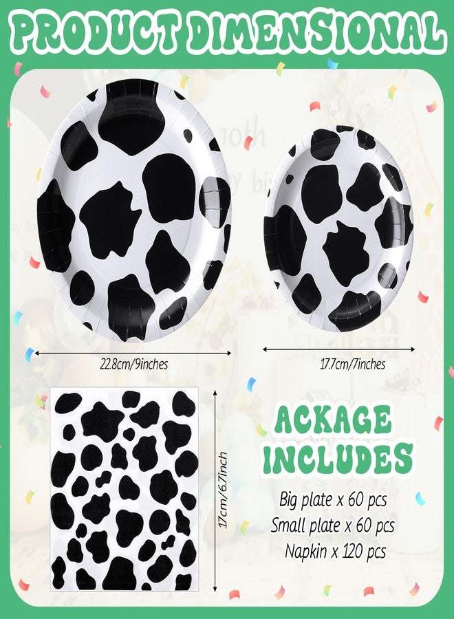 FoldTier 240 Pcs Cow Print Birthday Party Supplies Include 7" and 9" Farm Cow Print Plates and 6.7" Cow Print Napkins Cow Theme Party Decorations for Boy Girl Cow Farm Themed Baby Shower Decoration - Image 2